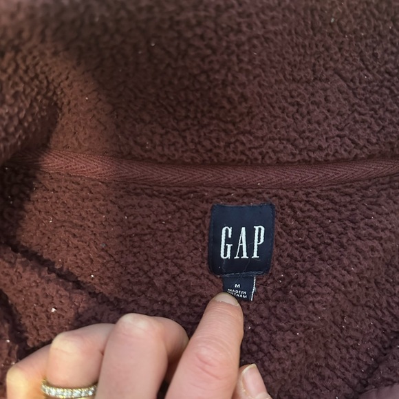 Gap - Burgundy Sherpa Quarter Zip Sweater - Picture 3 of 6
